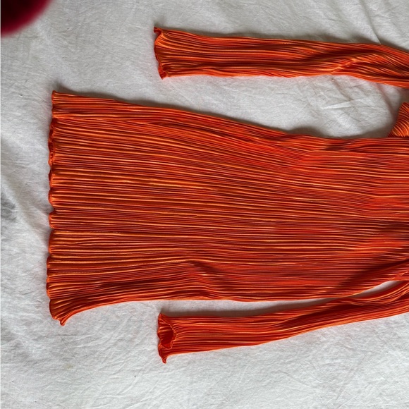 Orange Ribbed Dress - Picture 4 of 5